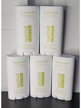 5 pack lot Native SENSITIVE skin Whole Body Aloe & Green Tea Deodorant 2.65Oz